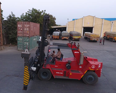 Empty restacker at VASPL warehouse complex